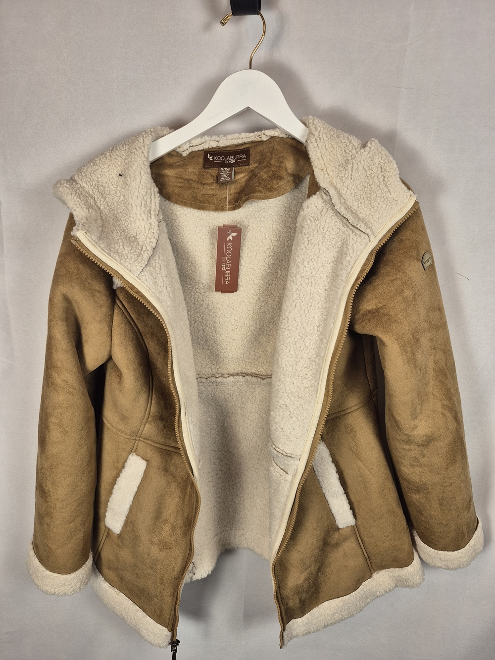 Koolaburra By Ugg Tan Suede Teddy Jacket with Cream Sherpa Size S